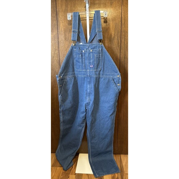 NEW BIG SMITH Bib Overalls Cotton Blue Denim Farm 50X 30 Relaxed Fit W/Tags ?vtg - Picture 1 of 6